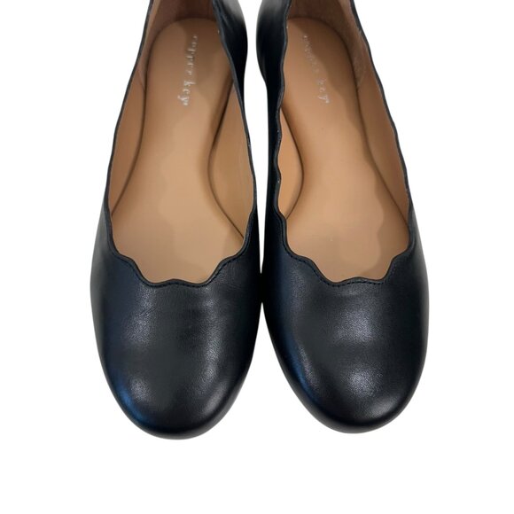 Copper Key Women Black Smooth Lovely Leather Scalloped Ballet Flats Size 8 - Picture 14 of 16